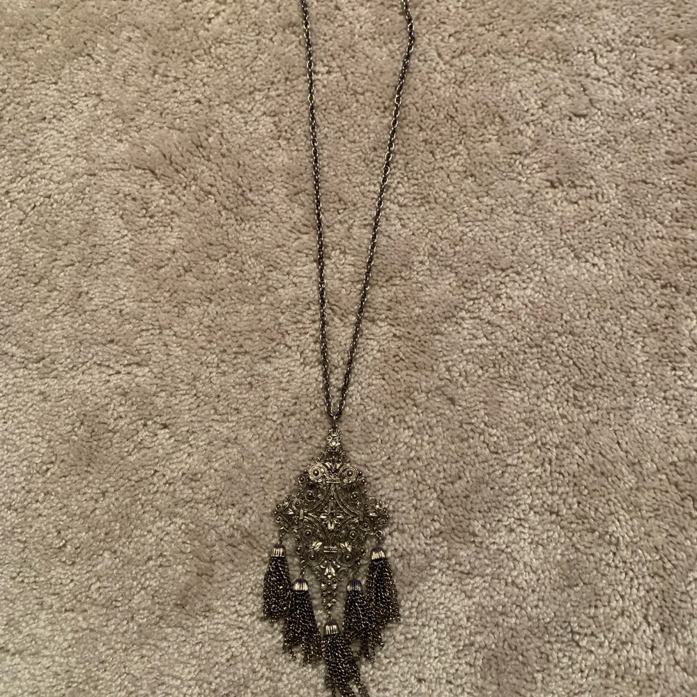 Vintage Silver Art Deco Pendant Necklace